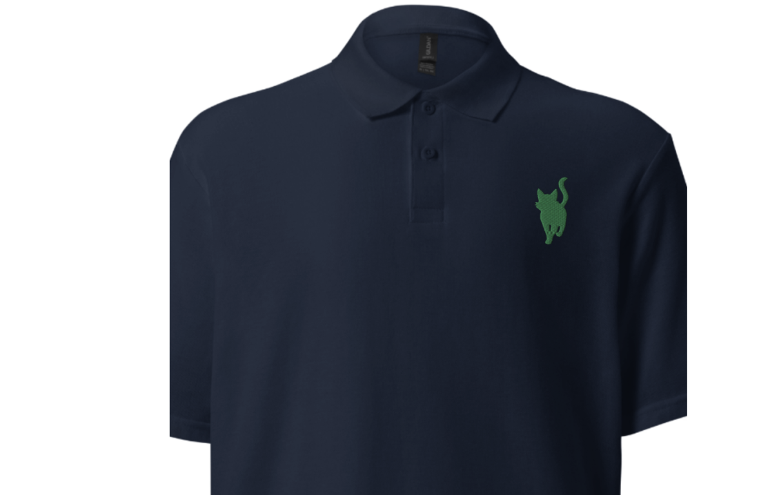 Polo bleu navy brodé cawe vert