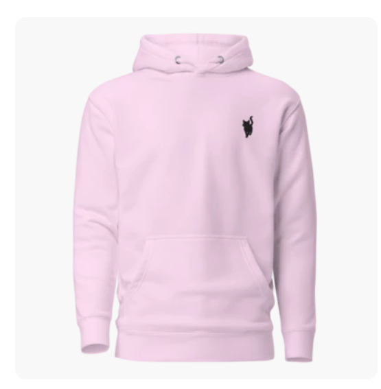 Sweat Capuche chat brodé noir